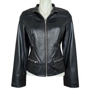 Boutique of Leathers Canada Women's Black Leather Tailored Motto Zip Up Jacket 8